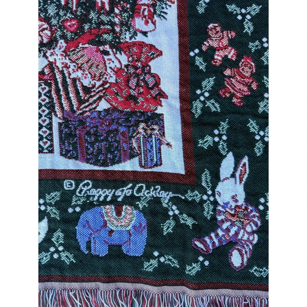 Vintage Goodwin Weavers Peggy Jo Ackley Christmas Tree Blanket Throw Holiday USA